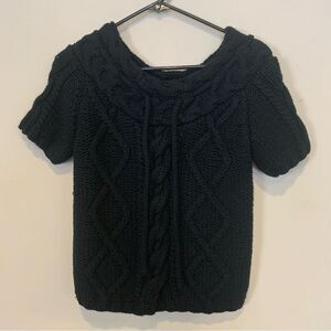 Kenar Wool blend Black Chunky knit short sleeve wool blend Sweater Size Medium